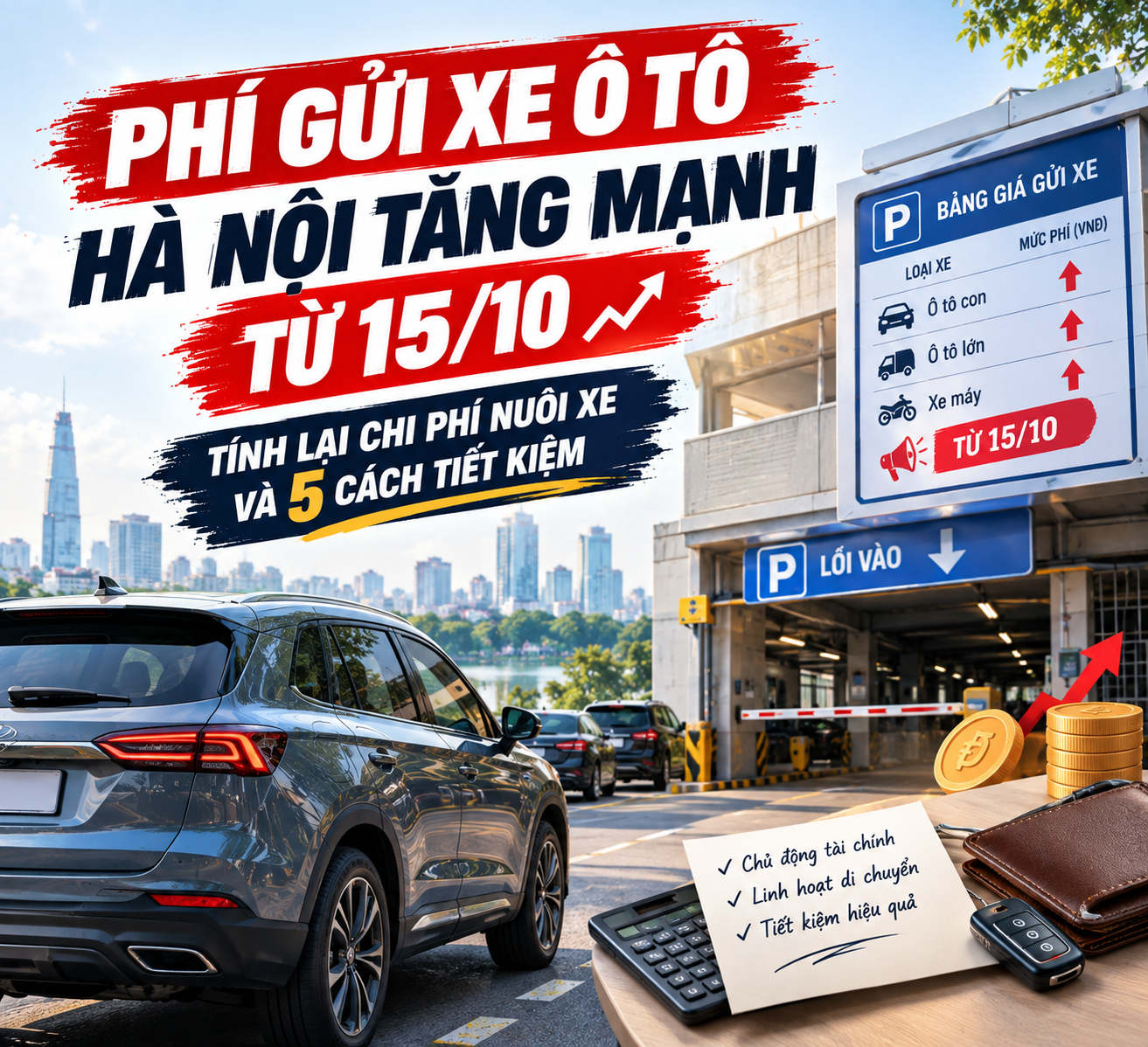 phí gửi xe ô tô Hà Nội tăng mạnh